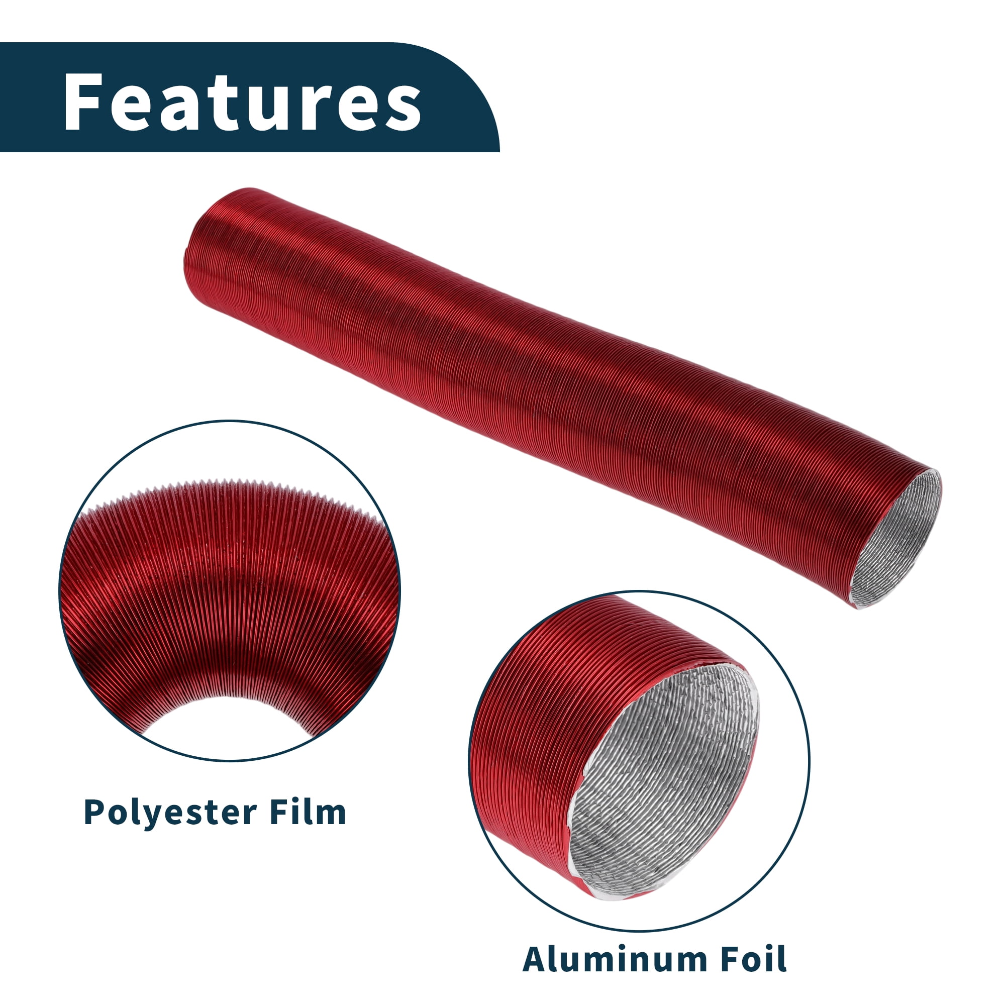 Unique Bargains 60mm Dia 80cm Car Heater Duct Kit Car Heater Duct Pipe Hose Set for Diesel Heater Red