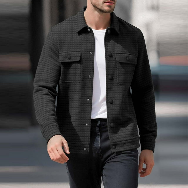 Yusimy Men's Trench Coat Double-Breasted Slim Fit Solid Mid-Length Casual Versatile Overcoat