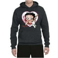 thumbnail image 2 of Wild Bobby, Betty Boop Heart Blowing Kiss Dog Betty Boop Unisex Hoodie Sweatshirt, Heather Black, Medium, 2 of 5