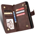thumbnail image 5 of Case for TCL 20 PRO 5G Cover Zipper Magnetic Wallet Card Holder PU Leather Flip Case - Brown, 5 of 5