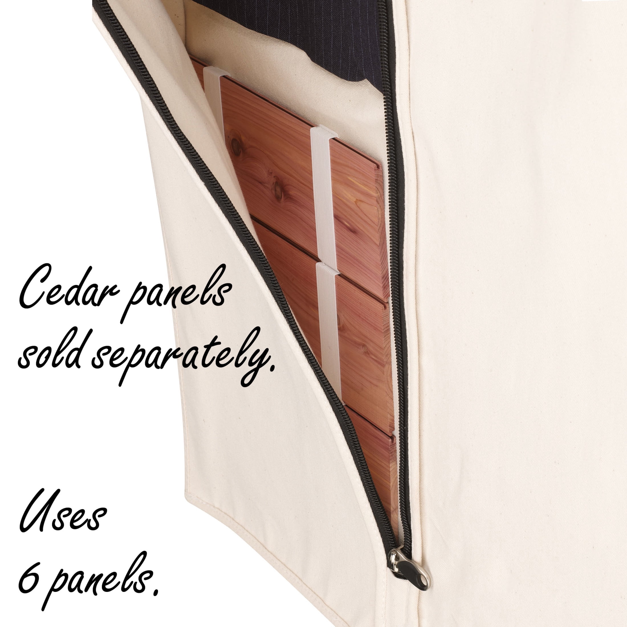 Household Essentials Cedarline Hanging Garment Bag, Durable Cotton Canvas Bag with Zipper, Textured PEVA Panels, Breathable and Snag-Resistant, Perfect for Protecting Dresses, Suits and More, Natural