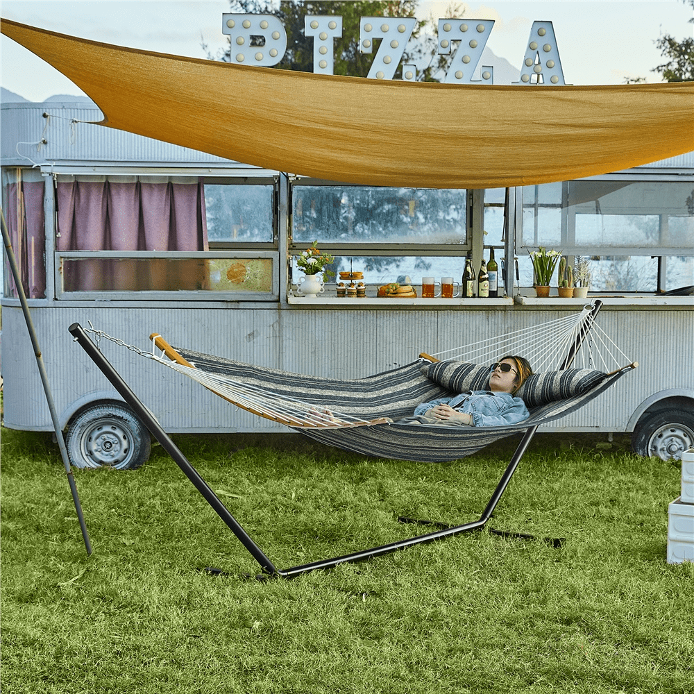 9Ft Portable Heavy-Duty Steel Hammock Stand w/Carrying Case, Weather-Resistant Finish for Indoor or Outdoor, Backyard Decor Bed Patio Lawn Garde, 300 Goutime 9ft Portable Heavy-Duty Steel Hammock Stand (550lbs