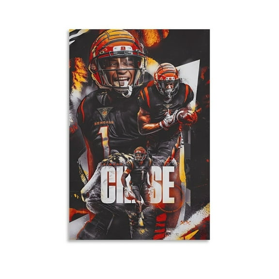 Poster Ja'Marr Chase Football Player Boy Room Aesthetic Poster Print Art Wall Painting Canvas Posters Gifts Modern Bedroom Decor 16x24inch(40x60cm)