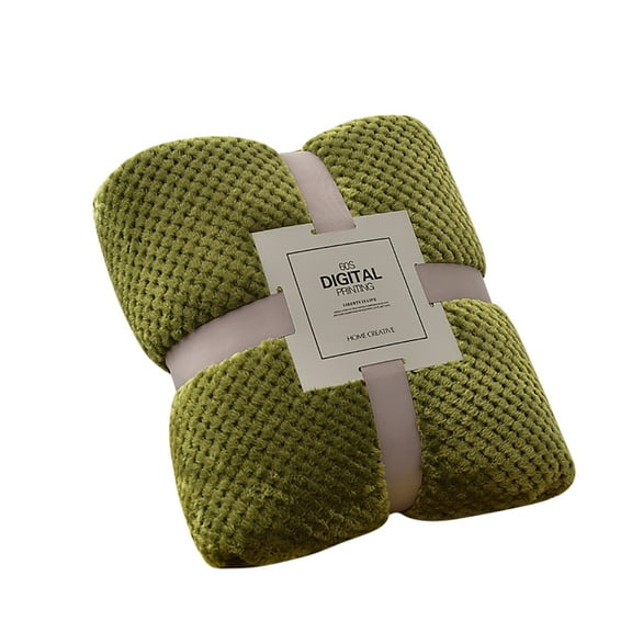 Qianduo Knitted Throw Blanket - Couch Throw Blanket - Saranoni Blanket - Coral Fluff - 46X70Cm - Green
