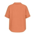 thumbnail image 5 of V-Neck Linen Shirt for Women Collared Elbow-Length Tees Shirts Travel Casual Loose Pullover Classic T-Shirt, 5 of 7