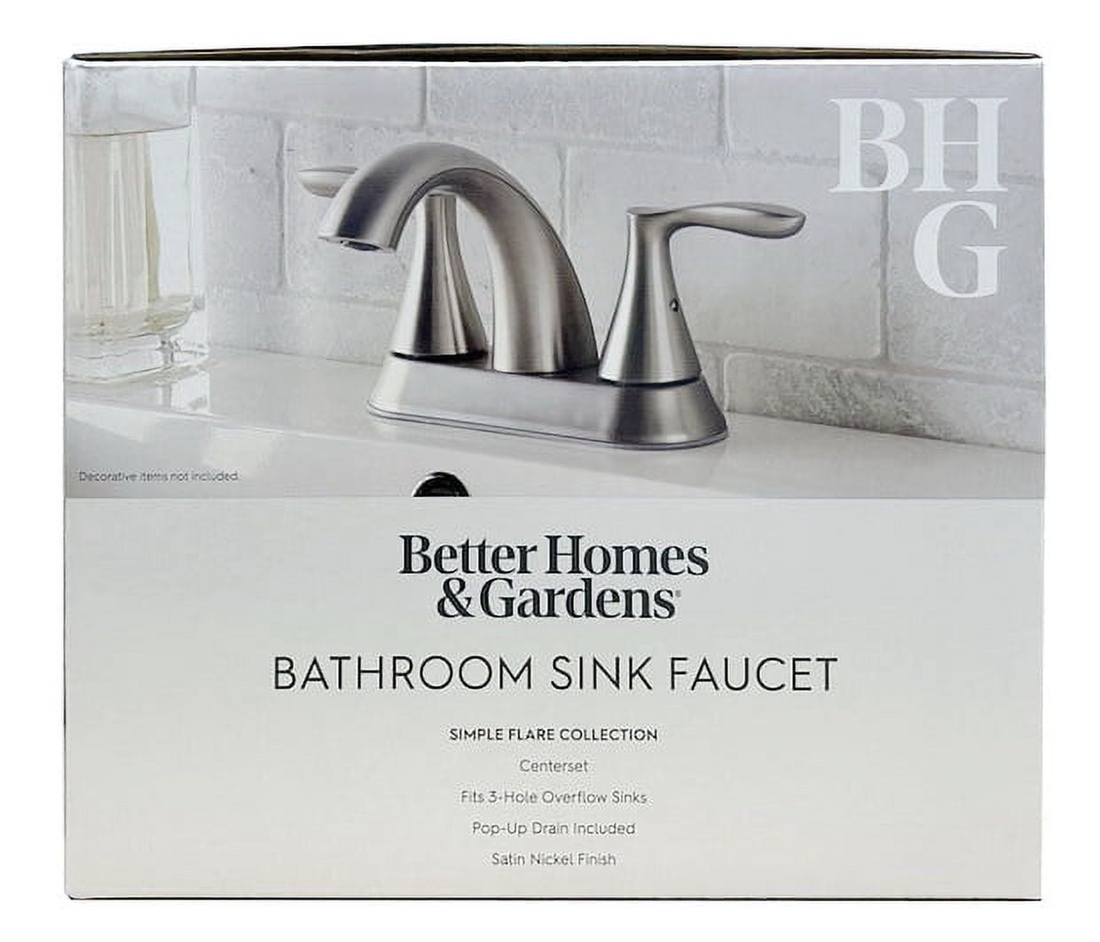 Better Homes & Gardens Simple Flair 4" Centerset Bathroom Faucet in Satin Nickel