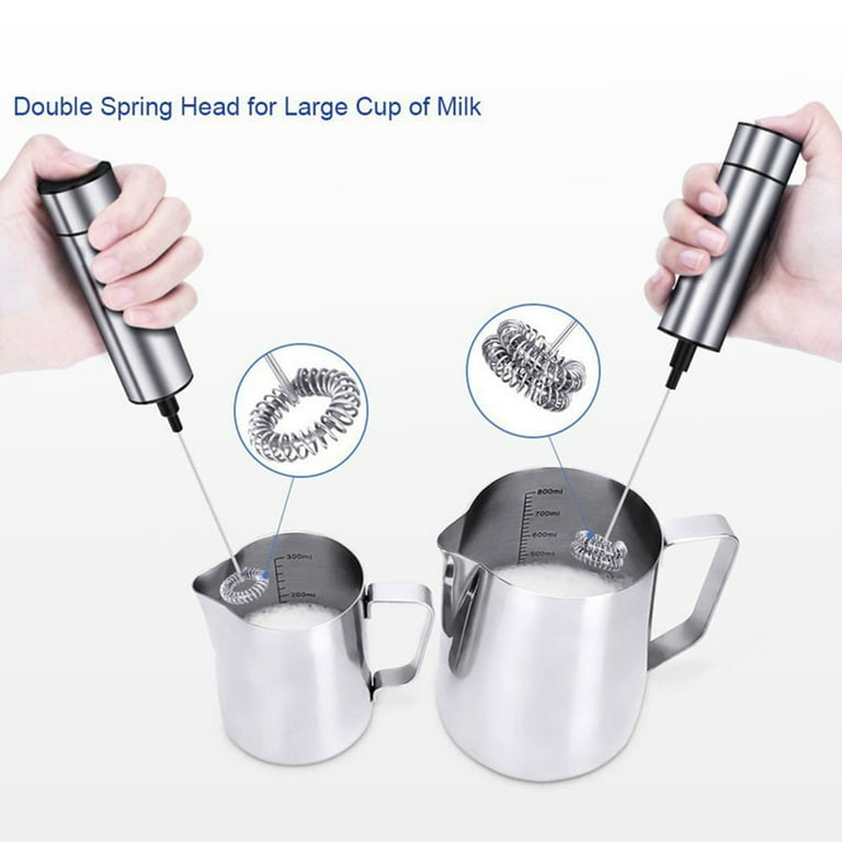 Powerful Double Spring Whisk Electric Milk Frother Kitchen Mixer Hand Milk  Foamer