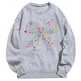 thumbnail image 1 of WEAIXIMIUNG Chandails en Molleton pour Femmes Fermeture Éclair Mode Décontractée Manches Longues Nœud Imprimé Col Rond Pull Chandail en Molleton, 1 of 3
