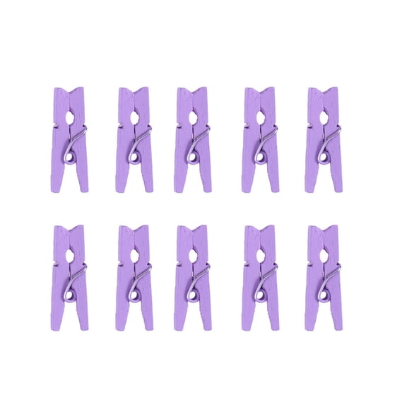 Raindrops 100Pcs Mini Purple Wood Photo Clips for Hanging Pictures and Crafts 0.98X0.12X0.12in
