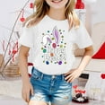 thumbnail image 2 of MIXUE Toddler Girls Tops & T-Shirts Kids Children Easter Bunny Round Neck Short Sleeve Casual Solid Color Tops Pullover T Shirts Activewear,White,6-7 Years, 2 of 4