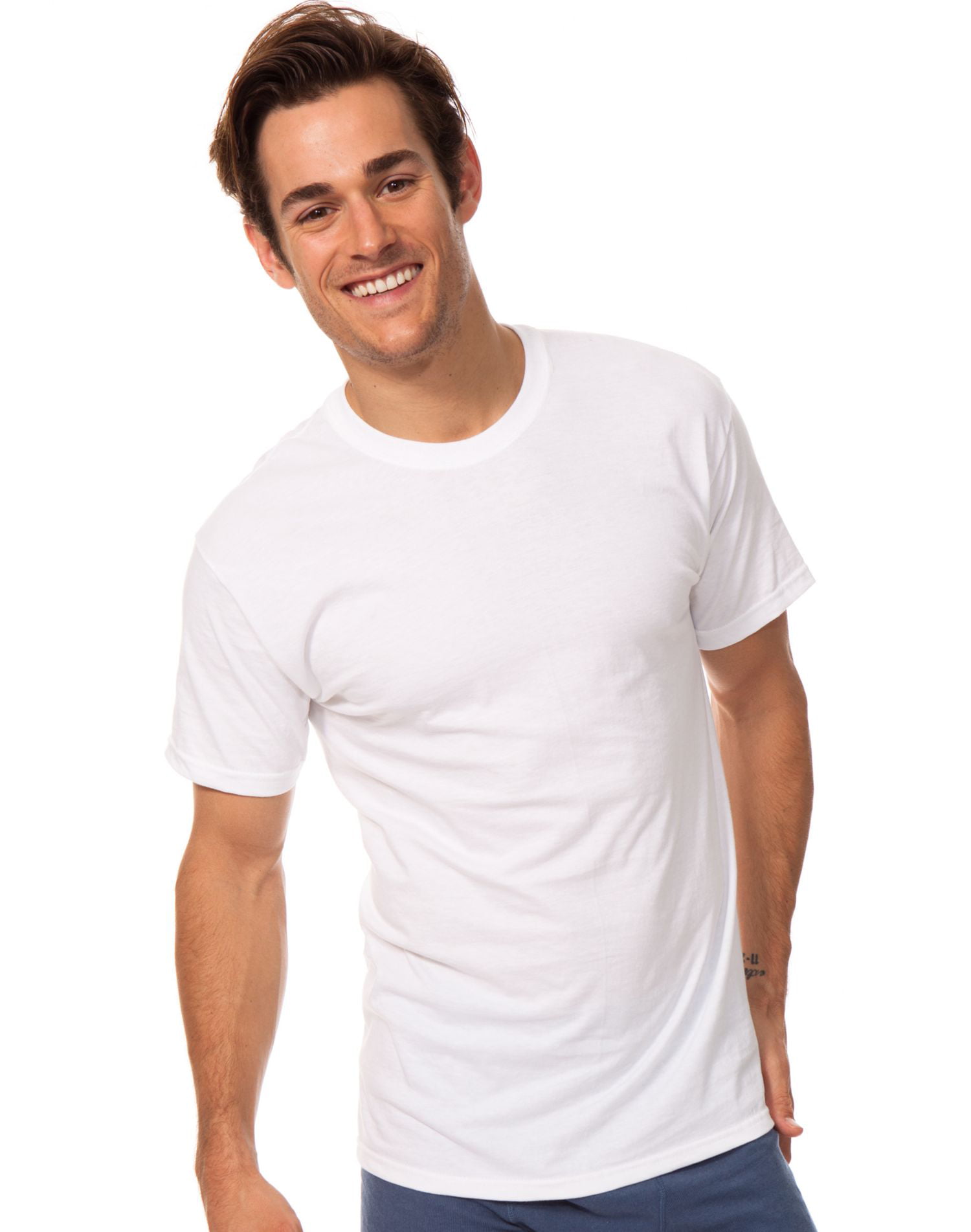 Hanes - Hanes Mens Classics Tall Man Crew Neck T-Shirt, 9856, XL, White