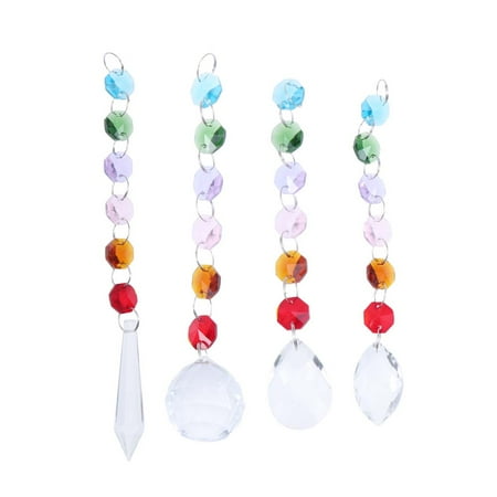 

NUOLUX 4pcs Colorful Crystal Pendant Ornaments Lamp Decoration for Christmas Wedding Decor