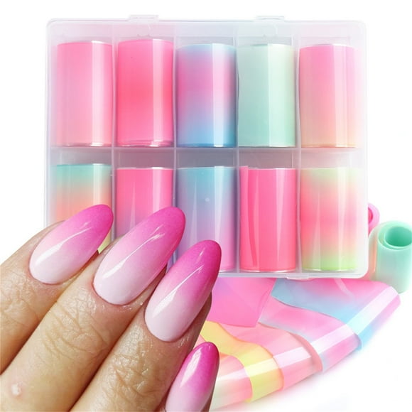 WREESH Nail Art Fluorescent Transfer Paper Set Colorful Fluorescent Paper Nail Sticker