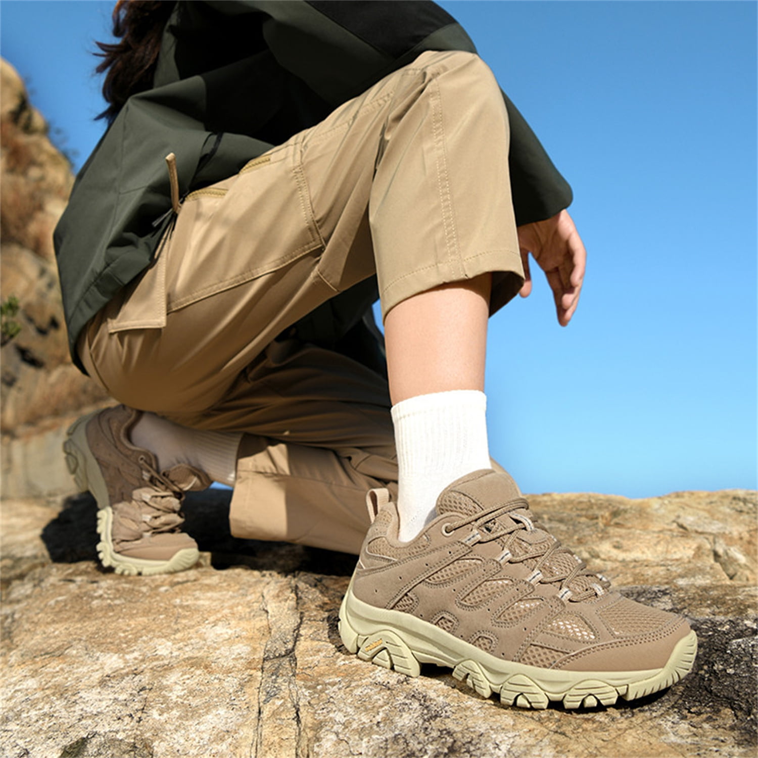 YOURDIARY Mens Gym Shoes Thick Sole Lace-Up Hiking Shoes Sports Running Sneakers