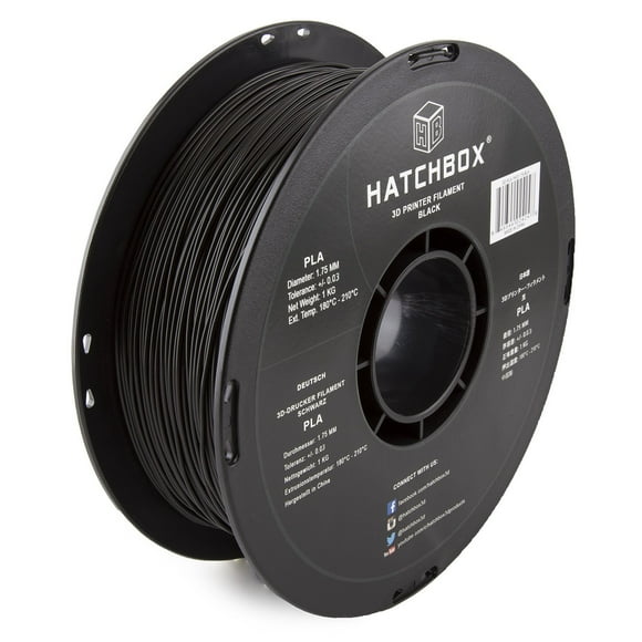 Filamento para impresora 3D HATCHBOX PLA de 1,75 mm, bobina negra de 1 kg