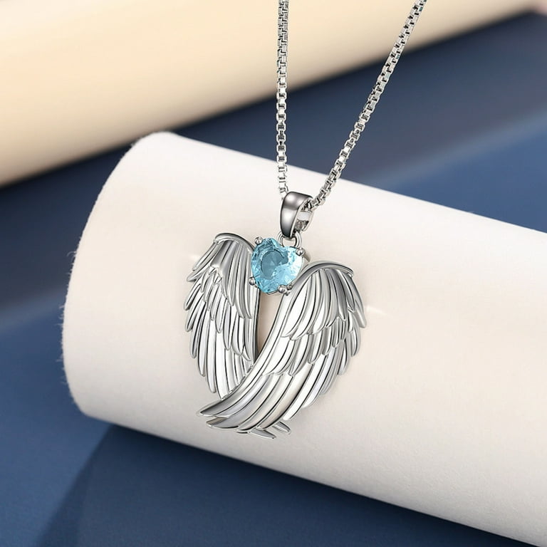 RnemiTe-amo Angel Wings Necklace 925 Silver Guardian Angel Pendant