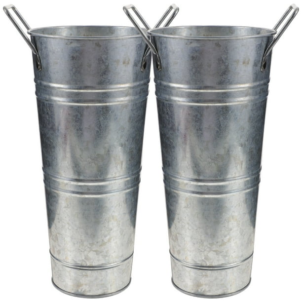 Galvanized flower bucket 2pcs Flower Buckets Bulk Galvanized Metal Vase Bucket with Handles