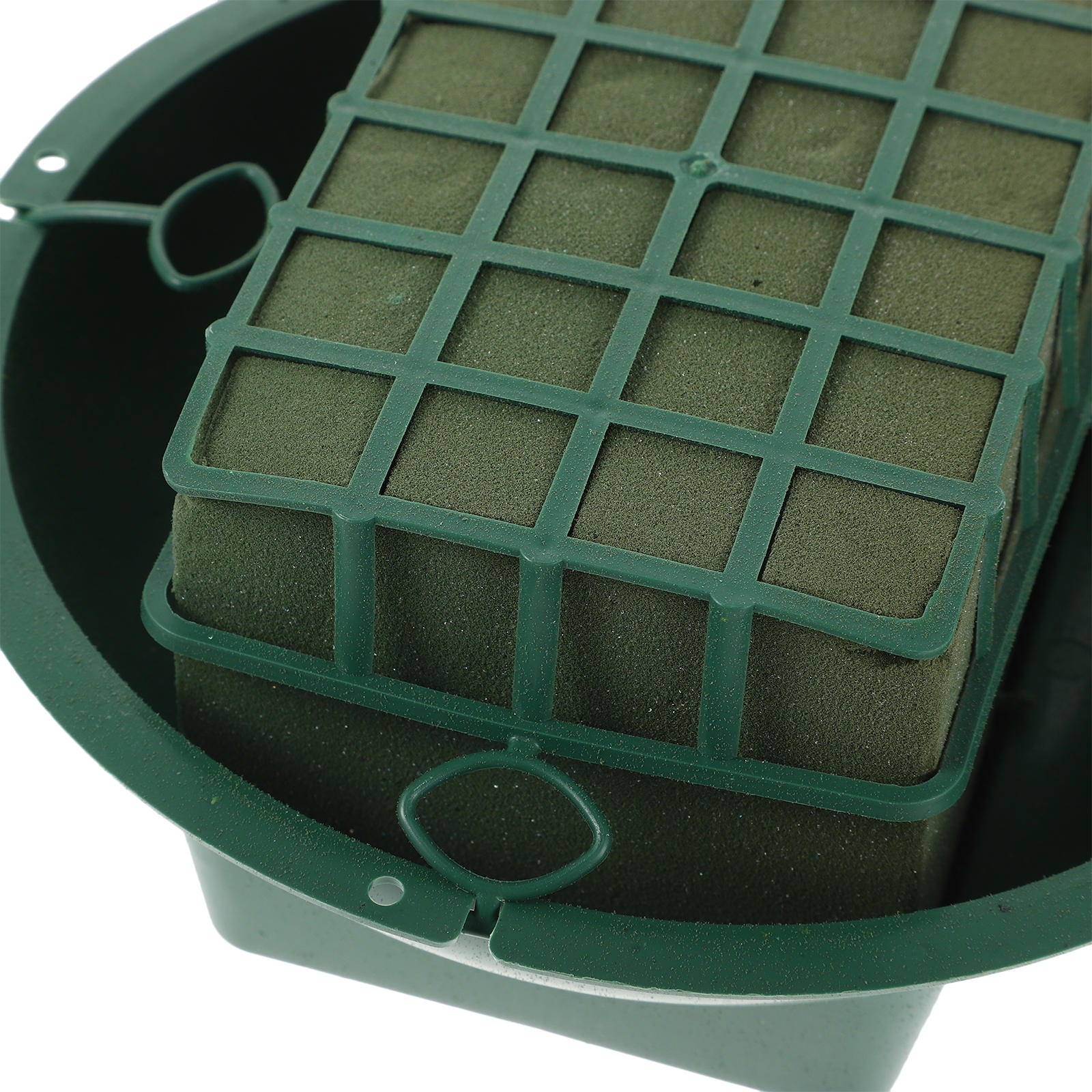 RENACLIPY 4 Sets Floral Saddle Flower Holders with Green Foam Tray for Cemetery Headstone Memorial Decoration