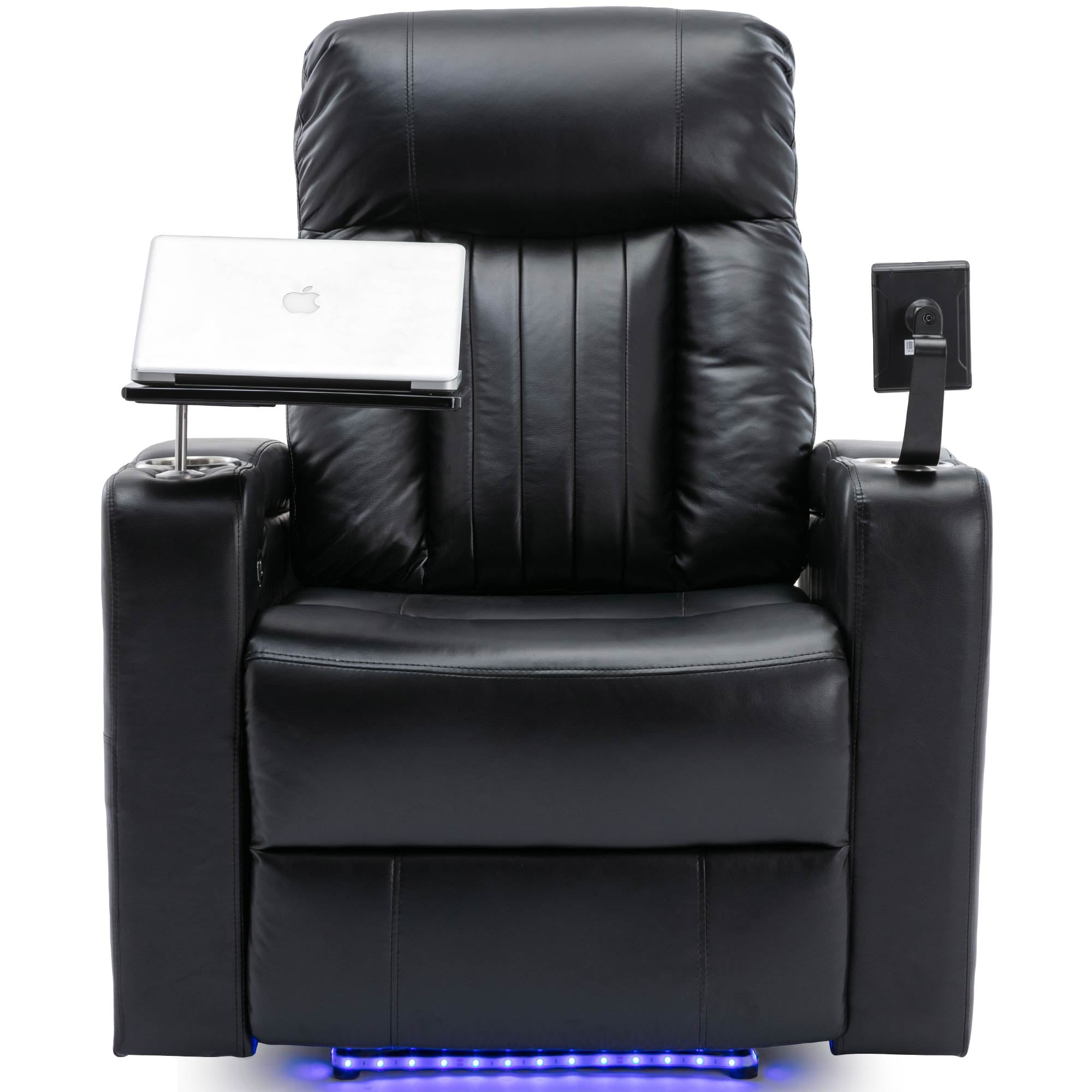 Euroco Premium Power Recliner with Storage Arms, Cupholders, Swivel Tray Table and Cell Phone Stand,Black(Old Sku:SG000451AAA&SG000710AAB)