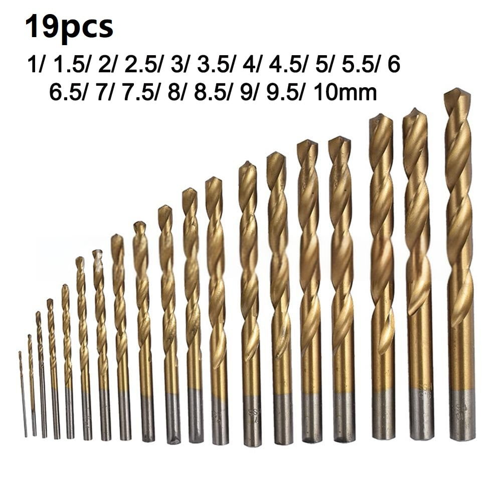 19Pcs Hss Drill Bit Set 1-10Mm for 304 Stainless Steel Drilling