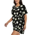 thumbnail image 2 of Bingfone Daisies Flowers Print Pajamas Sets for Women Soft Short-Sleeved Pjs with Lounge Shorts Two Piece Sleepwear, 2 of 8