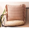 thumbnail image 1 of Fennco Styles Stitch Line Woven Fringe Cotton Decorative Throw Pillow Cover & Insert 20" W x 20" L - Vintage Pink Cushion for Home, Couch, Bedroom, Living Room and Office Décor, 1 of 4