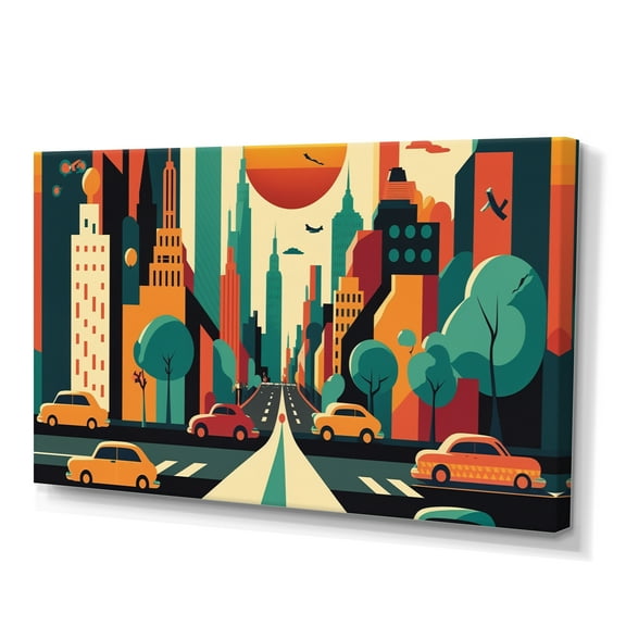 Designart Colorful Cityscape II Canvas Wall Art