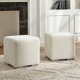 thumbnail image 3 of 18.5" Wide Modern Square Boucle Upholstered Ottoman with Solid Wood Legs Set of 2, Multi-Functional Sofa Footrest, Side Table, Extra Seating for Living Room, Bedroom, Fully Assembled (White), 3 of 10