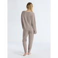 thumbnail image 2 of Joyspun Women's Fuzzy Knit V-Neck Top and Joggers Set, 2-Piece, Sizes XS-3X, 2 of 4