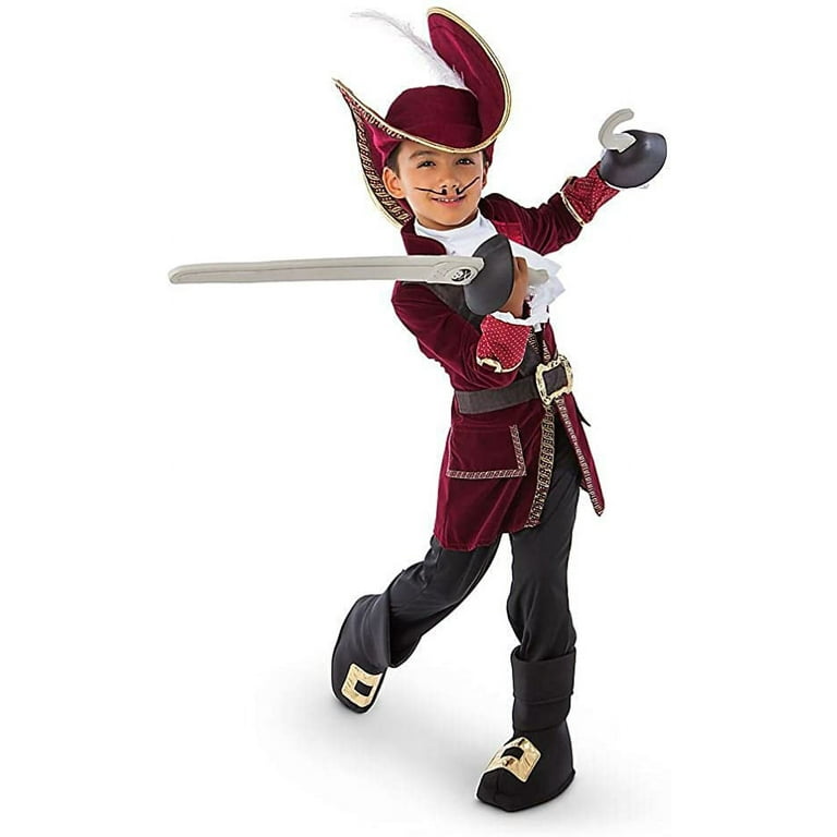 Disney Captain Hook Costume for Kids, Boy's, Size: 4, Red