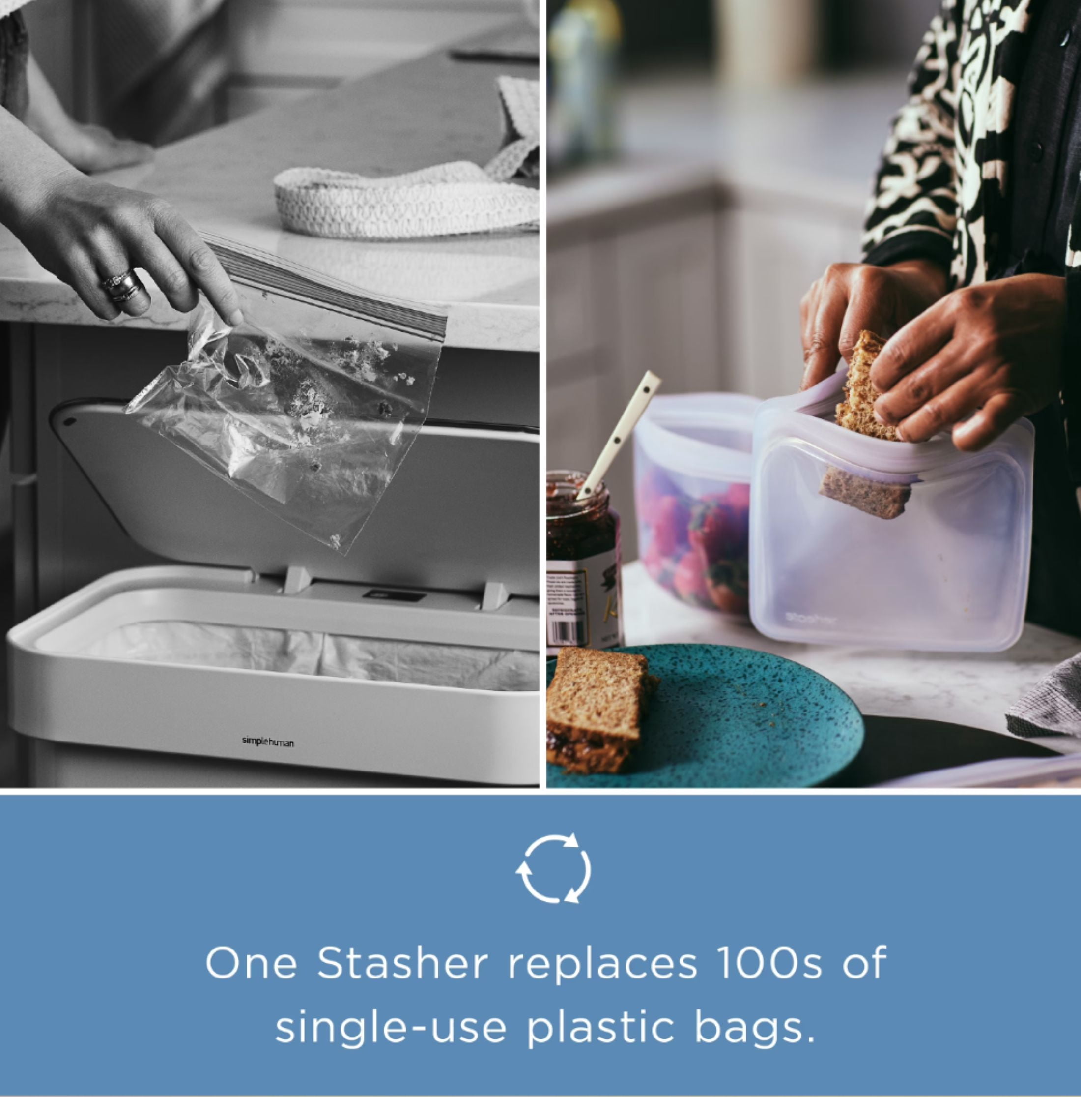 Stasher Back to School Collection: Premium Food-Grade Silicone Reusable Food Storage Bags & Lunch Bag, 3-Pack, Multi-Use, Lunch Bag, Leak-free, Dishwasher Safe, Eco-friendly
