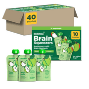 Brainiac Omega-3 Applesauce, Apple, No Sugar Added, 3.2 oz, 40 Ct