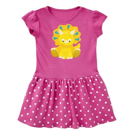 

Inktastic Cute Yellow Dinosaur Baby Dino Triceratops Gift Baby Girl Dress