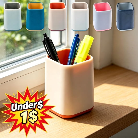 Square Plastic Pen Holder with Non-Slip Base, Desktop Organizer for Pens, Pencils, Markers & Stationery, Ideal for Office, Home Desk Storage Supplies