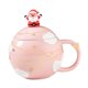thumbnail image 3 of Taza de cerámica navideña para bebidas, taza de té, decorativa navideña con tapa Rosa, 3 of 9