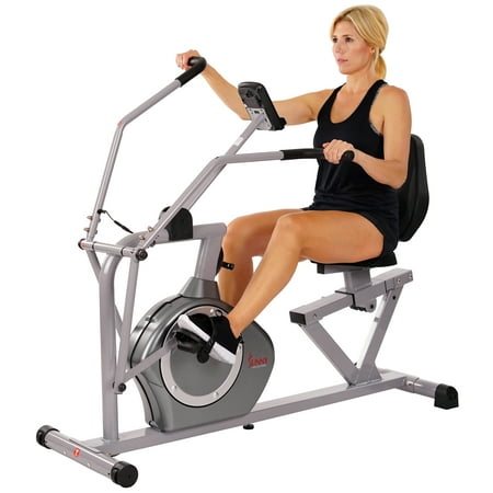 Sunny Health & Fitness SF-RB4708 Recumbent Exercise Bike, Cross Training, Arm Exercisers, Pulse Rate (Best Recumbent Bike For Bad Knees)