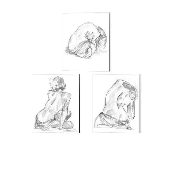 Metaverse Jennifer Parker 'Sitting Pose' Canvas Art (Set of 3)