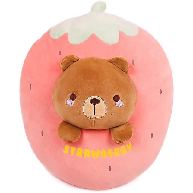 Almohada de felpa de oso de 18 ", lindo animal de peluche de fresa, Kawaii Squishy, oso de anime, almohada suave para abrazar, juguetes de peluche, regalos para niños, niñas, Halloween