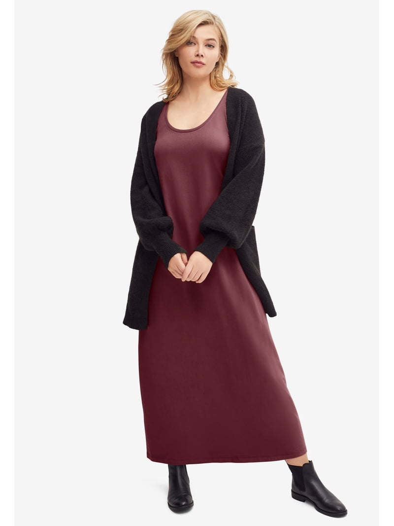 ellos Women's Plus Size Sleeveless Knit Maxi Dress - 34/36, Navy Print -  Walmart.com