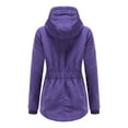 thumbnail image 2 of Innerwin Coat Hooded Ladies Outwear Drawstring Long Sleeve Buttons Jacket Violet L, 2 of 5