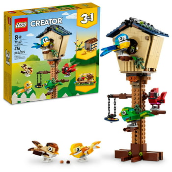 LEGO Creator 3in1 Birdhouse 31143, Birds to Hedgehog to Beehive Set, Forest Animal Figures, Building Toys for Kids Ages 8 Years and Over, Colorful Toy Set, Gift Idea