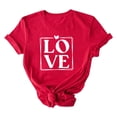 thumbnail image 2 of PNTUTB Fashion Women's Valentine's Day Print Crew Neck Short Sleeve Casual Versatile Red Loose T Shirt, 2 of 6