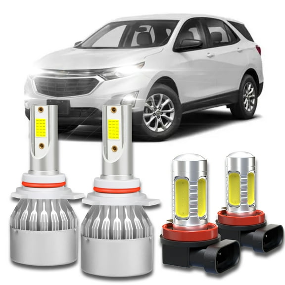 For 2018 2019 2020 chevy equinox Combo LED Headlight High Low Beam Fog Light Bulbs Kit 6500K Pack of 4