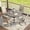 Graywood-Cream, variant on Vicllax 7-Piece Outdoor Patio Dining Set Metal Swivel Chairs & Round Steel Table with Umbrella Hole