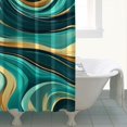 thumbnail image 4 of Teal and Gold Marble Swirls Pattern Shower Curtain 84"x72" ,Bathroom Decorative Shower Curtains Set with 12 Hooks,Modern Waterproof Washable Shower Curtain, 4 of 6