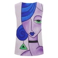 thumbnail image 5 of Usmixi Womens Tank Tops Fashion Half Zipper Loose Fit Breathable Comfy Going out Vest Shirts Summer Trendy Character Graphics Print V-Neck Sleeveless Shirts Blouse Purple l, 5 of 5