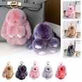 thumbnail image 4 of Soft Cute Bunny Keychain Artificial Rabbit Fur Plush Fluffy Pom pom Key Ring for Women, 4 of 9