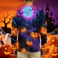 thumbnail image 5 of Halloween Shirts for Men Pumpkin Spider Graphic Long Sleeve Novelty Shirt Bat Breathable Quick Dry Crew Neck Vintage Horror Costumes 2XL, 5 of 5