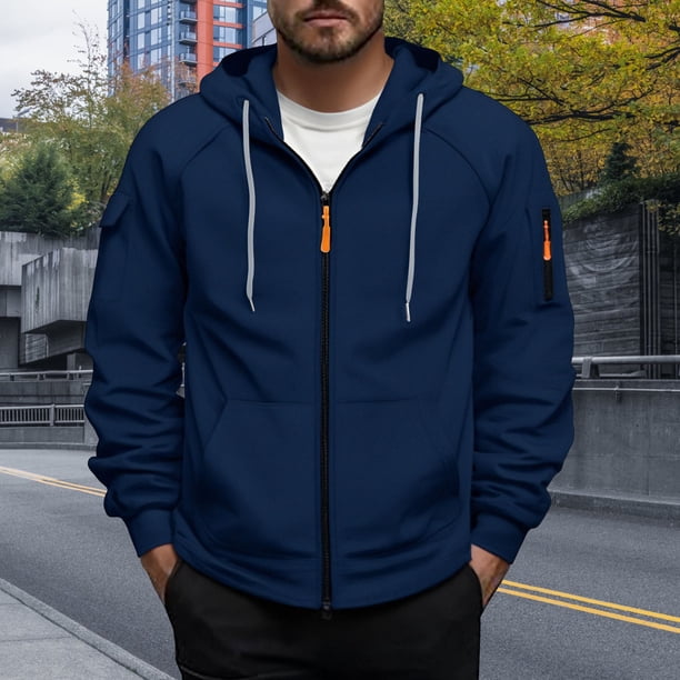 pstuiky Camisas de invierno de manga larga para hombre, Chaqueta tipo cárdigan con capucha y cremallera de manga larga de color liso para hombre camisetas de hombre xl