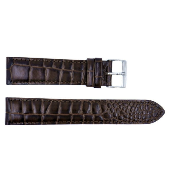 Euro Collection Handmade Brown Alligator Grain Leather 14mm Watch Strap